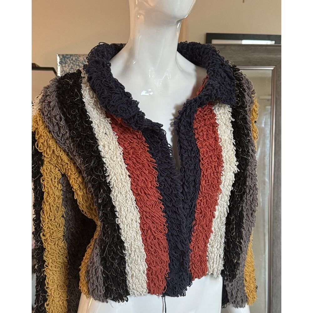 MSRP $258 Cleobella Multicolor Textured Stripe Knit Sweater Jacket, Size l
